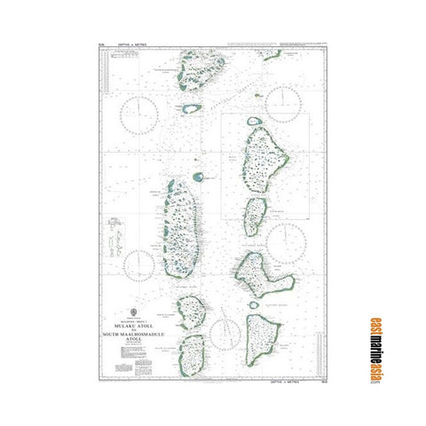 British Admiralty Nautical Chart #1013 Mulaku Atoll to South Maalhosmadulu Atoll (Maldives)