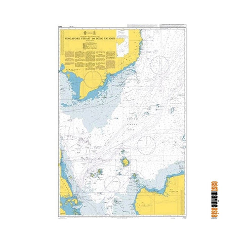 British Admiralty Nautical Chart #3482 Singapore Strait to Song Sai Gon