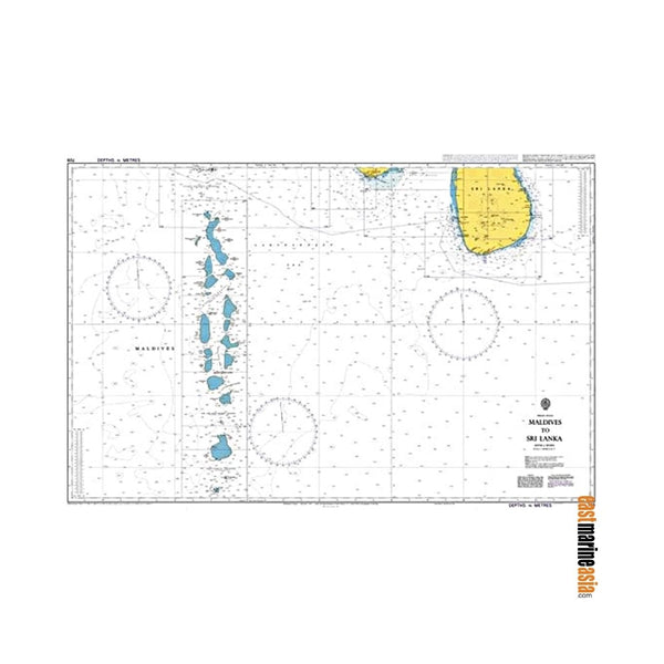 British Admiralty Nautical Chart #0709 Maldives to Sri Lanka