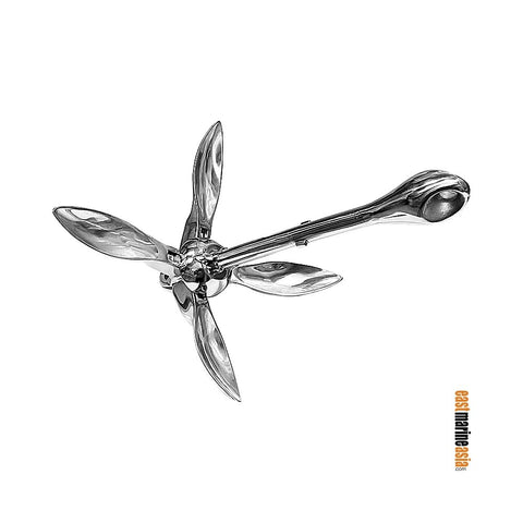 EMA Mirror Finished Stainless Steel 316 Folding Grapnel Anchor
