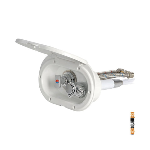 Osculati Oval Shower Box with Mixer & Mizar Push-button Shower Head